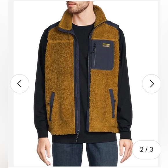 L.L. Bean Other - NWT Mens L.L.BEAN Sherpa Vest Antique Gold With Navy Size XL Tall